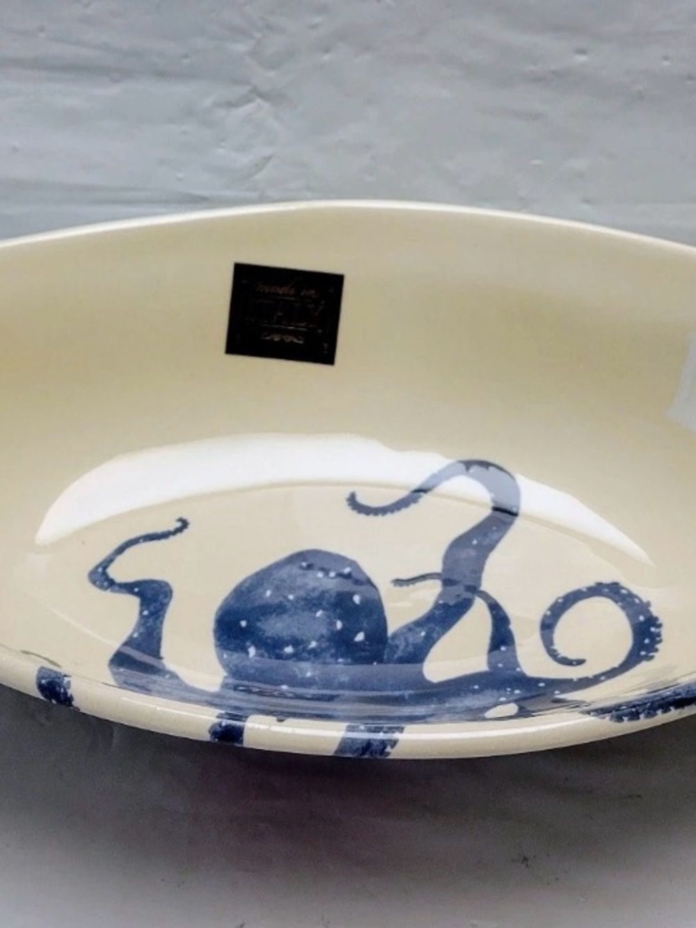 Effetti Blue Octopus Oval Serving Bowl Platter Tray Nautical Coastal Italy